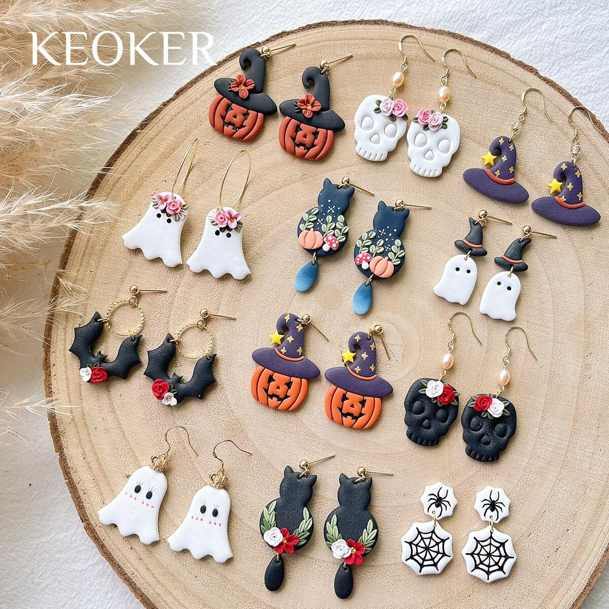 Keoker Halloween Clay Cutters  Clay Cutters For Halloween Earrings Making  10 Shapes Halloween Clay Earrings Cutters  Halloween Polymer Clay Cutters (Earrings Clay Cutters 1)