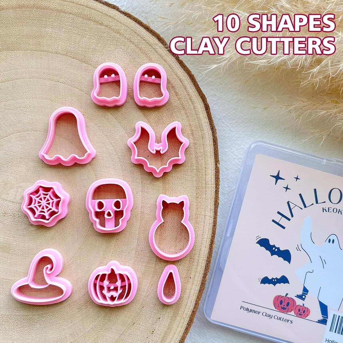 Keoker Halloween Clay Cutters  Clay Cutters For Halloween Earrings Making  10 Shapes Halloween Clay Earrings Cutters  Halloween Polymer Clay Cutters (Earrings Clay Cutters 1)
