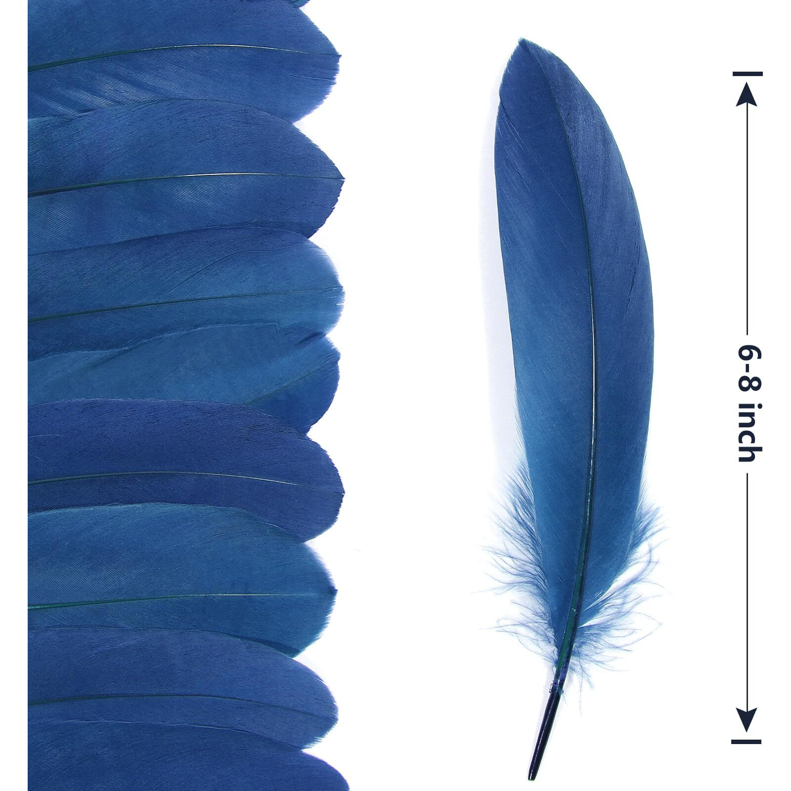Tharaht 120Pcs Navy Goose Feathers Natural Bulk 6-8 Inch 15-20Cm For Crafts Diy Cosplay Wedding Party Halloween Decoration Goose Nagoire Feathers