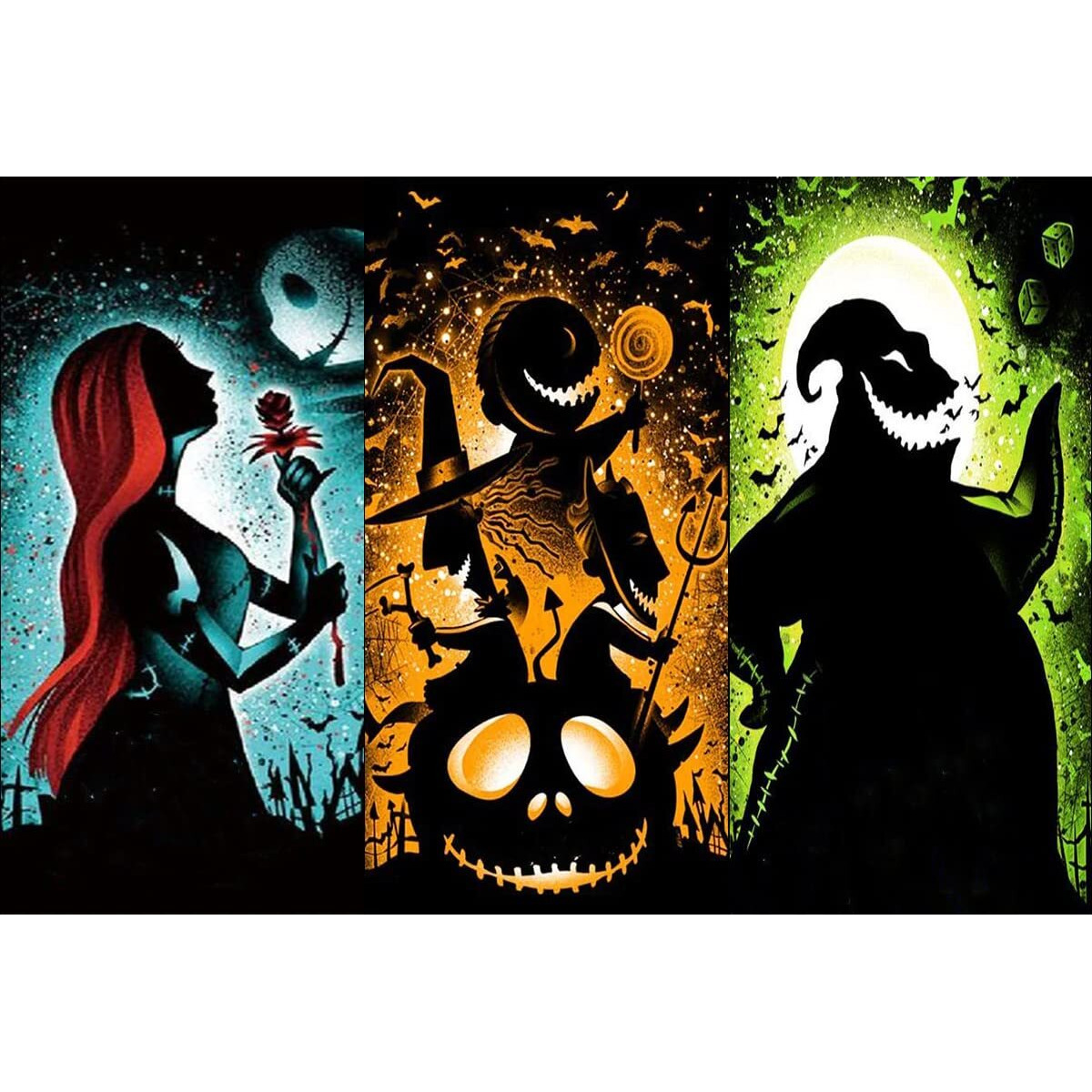 Jack And Sally Stamped Cross Stitch Kits - Halloween Printed Counted Cross Stitch For Beginners Adults Dimensions Printed Patterns Embroidery Crossstitching Kits Arts And Crafts (11Ct Without Frame)