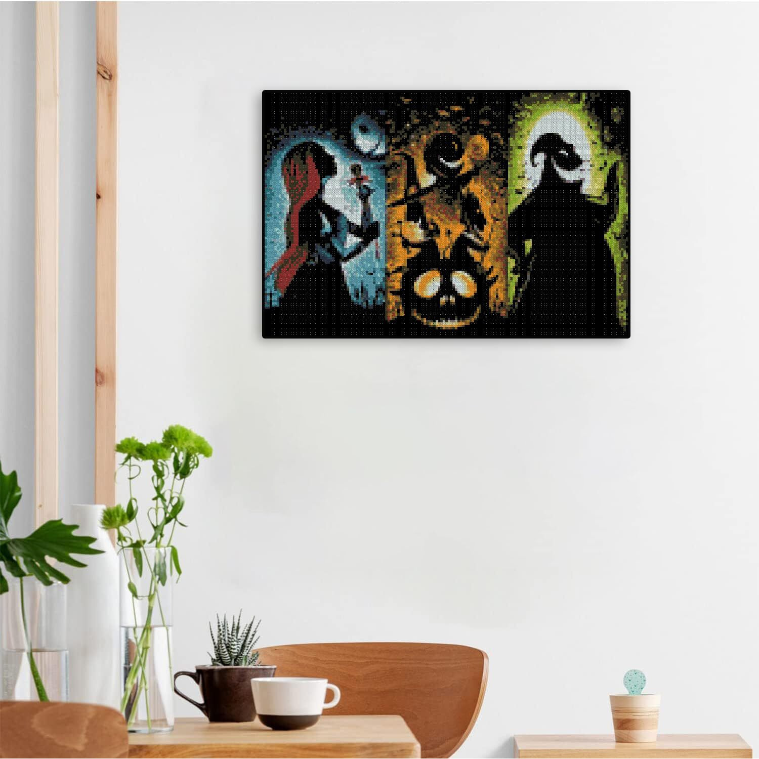 Jack And Sally Stamped Cross Stitch Kits - Halloween Printed Counted Cross Stitch For Beginners Adults Dimensions Printed Patterns Embroidery Crossstitching Kits Arts And Crafts (11Ct Without Frame)