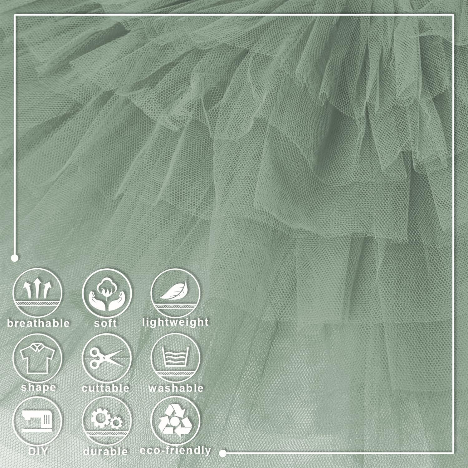 Sage Green Tulle Fabric Roll 6 Inch X 300 Ft (100 Yards) Matte Tulle Ribbon Netting Mesh Spool For Diy Tutu Skirt Wedding Bow Gift Wrapping Baby Shower Christmas Party Halloween Decorations