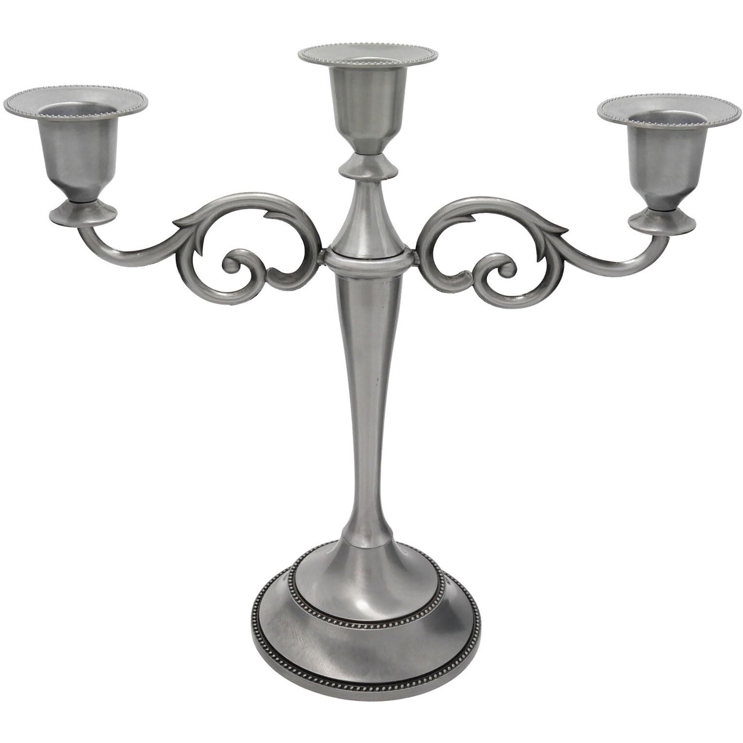 Viscacha 3-Candle Metal Candelabra Candlesticks Holder For Formal Events  Wedding  Church  Holiday DCor  Halloween - Taper Candle Holder Stand Centerpiece Elegant Decoration Piece For Table Pewter