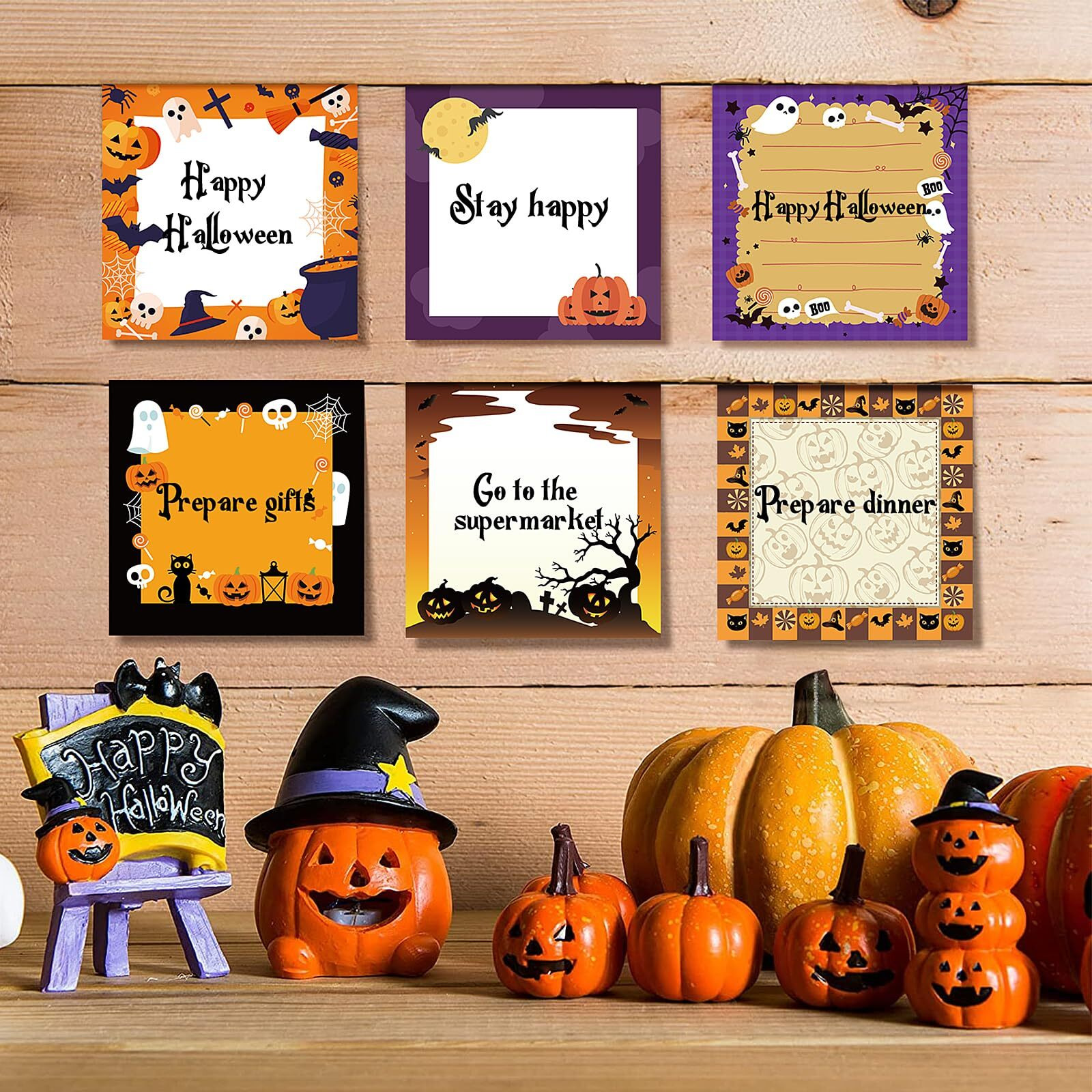 16 Pieces Halloween Sticky Note Self-Adhesive Halloween Note Pads With Spider Pumpkin Bat Eyeball Halloween Memo Notes For Halloween School Office Home Students Teachers Presents 30 Sheets Each