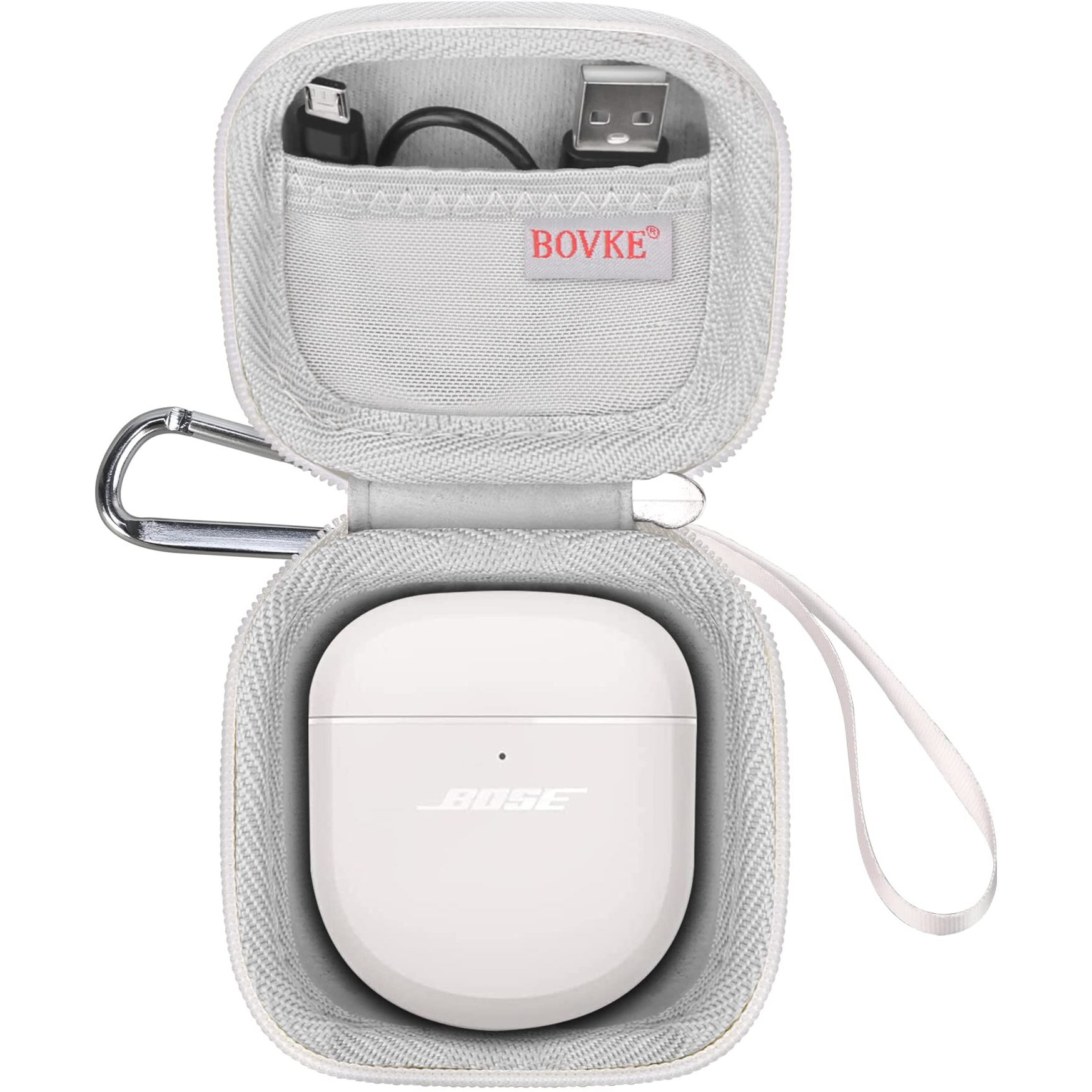 Bovke Carrying Case For Bose Quietcomfort Earbuds Ii/Bose Qc Earbuds 2 / Quietcomfort Ultra Earbuds/Bose Ultra Open Earbuds Wireless Headphones  Pocket For Cables And Eartips  Soapstone (Case Only)