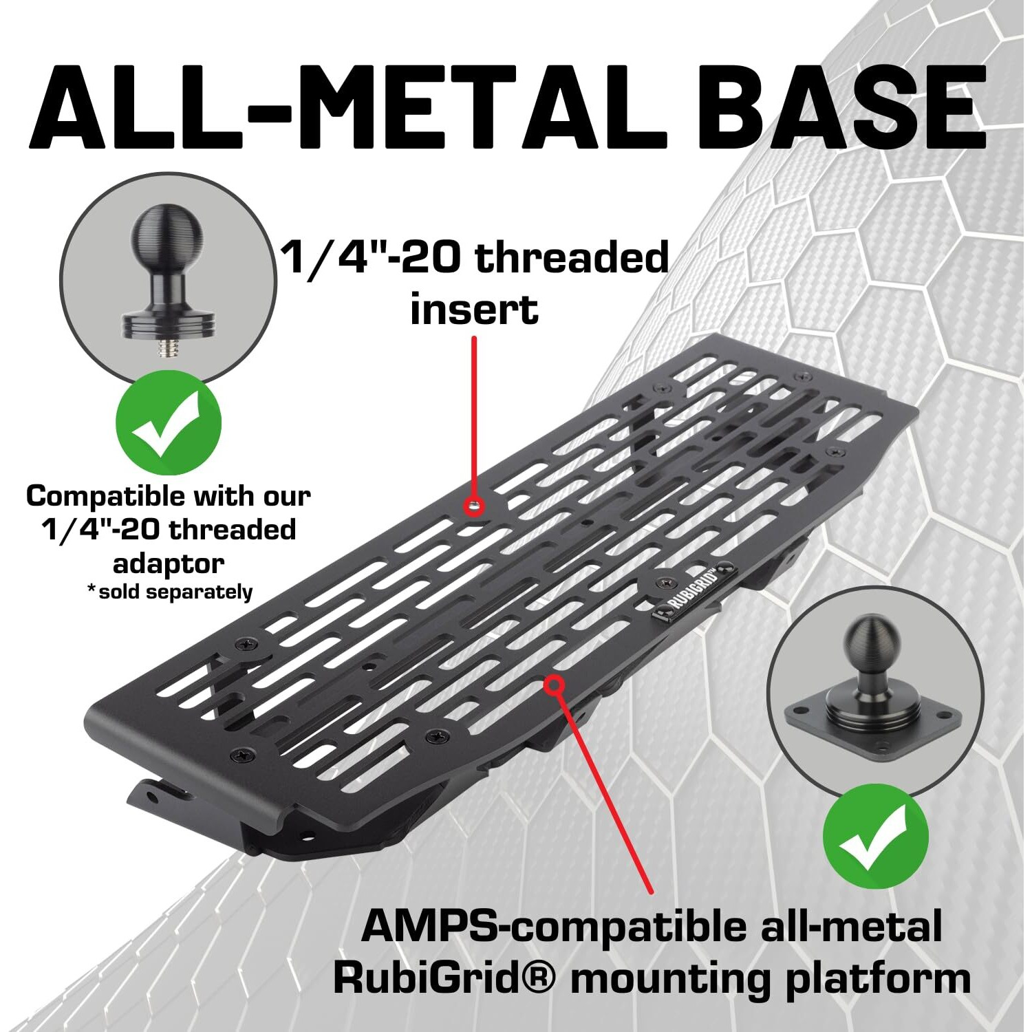 Bulletpoint Rubigrid Metal Dash Mount Phone Holder & Action Camera Mount Compatible With 2021+ Ford F-150 And Ford Raptor