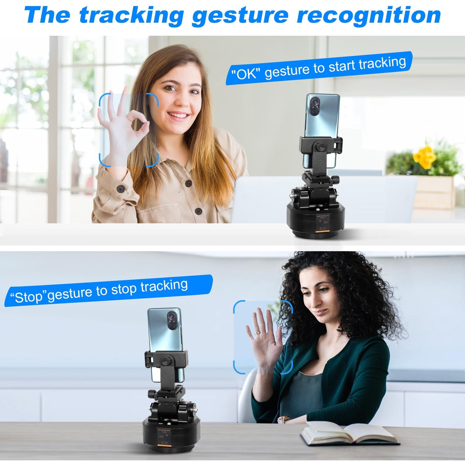 Soonpho M6 Auto Face Tracking Motorized Rotating Panoramic Tripod Head  Remote Control 360 Pan Tilt Head With Mobile Phone Clip For Dslr Cameras  Camcorders  Smartphones  Tripod