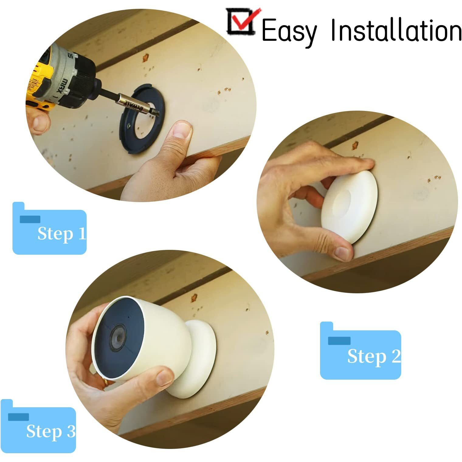 Teyouyi Mounting Plate For Google Nest Camera  Replacement Part For Nest Cam Outdoor (Battery) Accessory For Nest Cam Outdoor Locking Collar Black Not Included Nest Cam Outdoor (Battery)