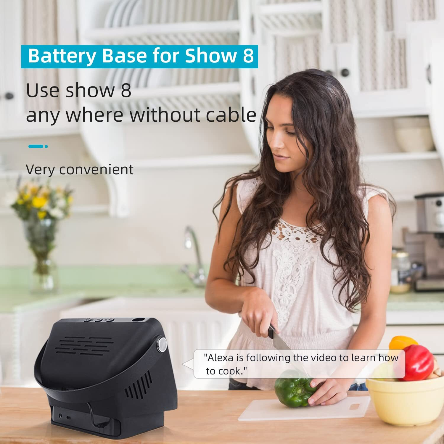 Battery Base For Show8 1St & 2Nd Gen  Portable Show8 2Nd Charger  Xiaodu Smarts Speaker Battery Stand 15600Mah  9.5 Hours Work Time Protector With Handle Black