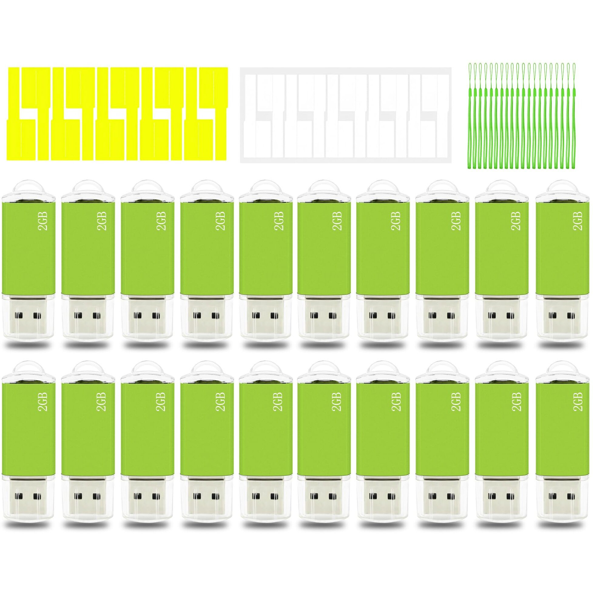 Usb Memory Stick 2Gb Usb Flash Drive 20 Pack  Nicepicten Usb Drive Thumb Drive Bulk 2Gb Zip Drive Usb Jump Drives Multipack Pendrive Memoria Usb Pen Drive With Lanyadrs & Label  Green 20Pcs 2Gb U Disk