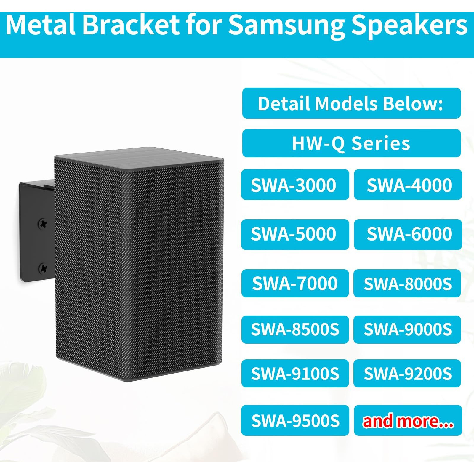 Pair Of Speaker Wall Mount For Samsung Speaker Mount With Speaker Wire Surround Sound Speaker Mount Brackets For Samsung Rear Speaker Swa 8500S/9000S/9100S/9200S/9500S And More Speaker Wall Brackets