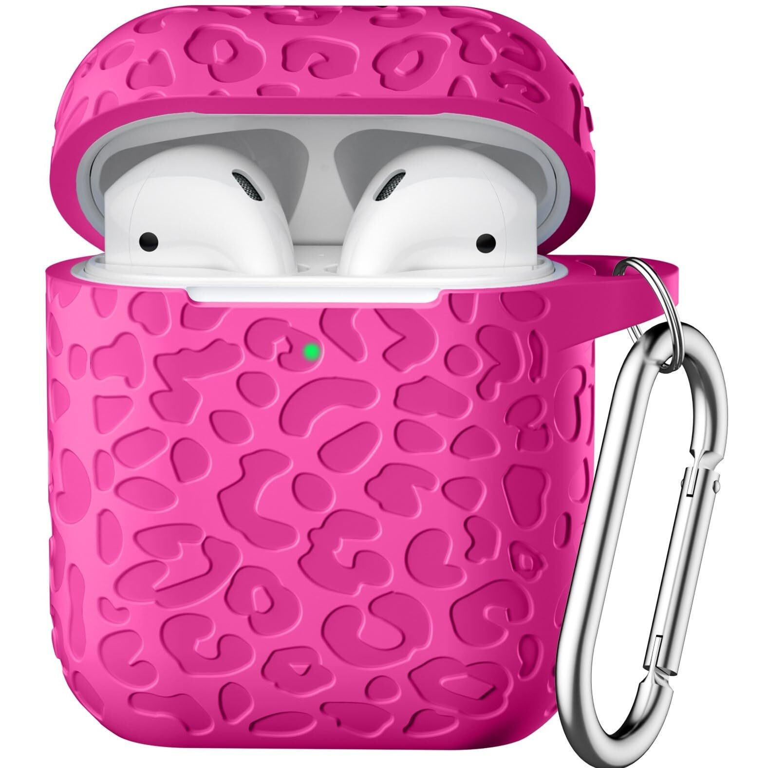 Dgege For Airpod Case & Airpods 2Nd Generation Case Leropard Engraved Skin Cover Compatible With Apple Airpods 2Nd/1St Charging Case Cute Soft Silicone Full Protective  Front Led Visible Rose Pink