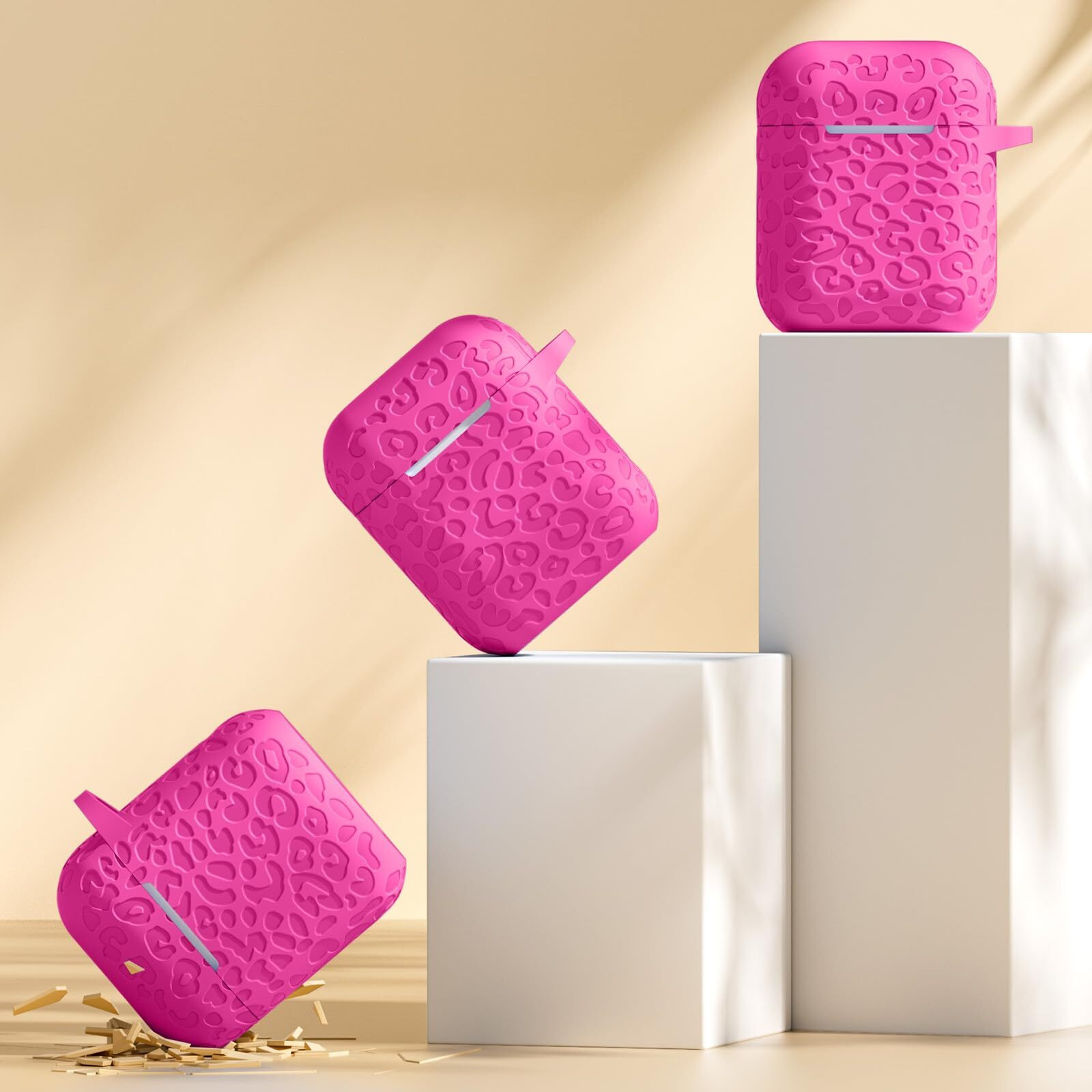 Dgege For Airpod Case & Airpods 2Nd Generation Case Leropard Engraved Skin Cover Compatible With Apple Airpods 2Nd/1St Charging Case Cute Soft Silicone Full Protective  Front Led Visible Rose Pink