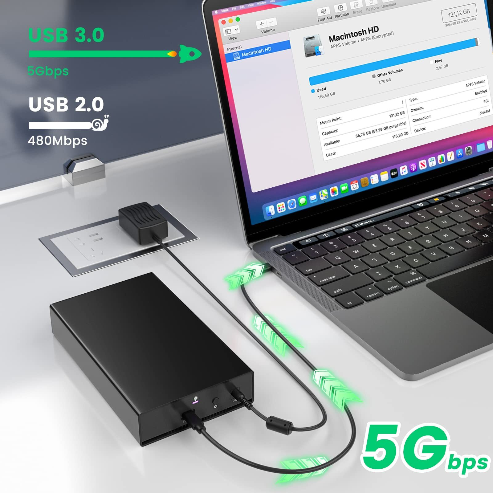 Sas To Usb 3.0 Enclosure  Sas Hard Drive Adapter Reader Converter For 2.5/3.5Inch Ssd Hdd Sas Hard Disk Docking Station With 12V 2A Power Supply 10Gbps Up To 18Tb