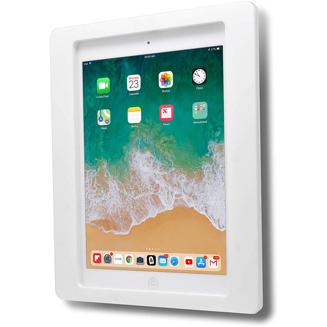 Tabcare Anti-Theft Acrylic Vesa Enclosure For Apple Ipad Mini 1/2/3 With Free Wall Mount Kit & 90-Degree Angle Charge Cable (Ipad Mini 1/2/3 8""  White)