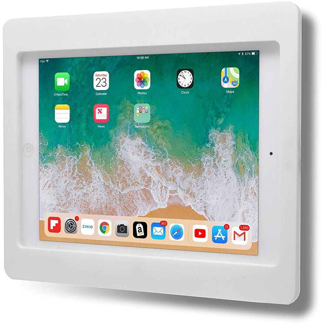 Tabcare Anti-Theft Acrylic Vesa Enclosure For Apple Ipad Mini 1/2/3 With Free Wall Mount Kit & 90-Degree Angle Charge Cable (Ipad Mini 1/2/3 8""  White)