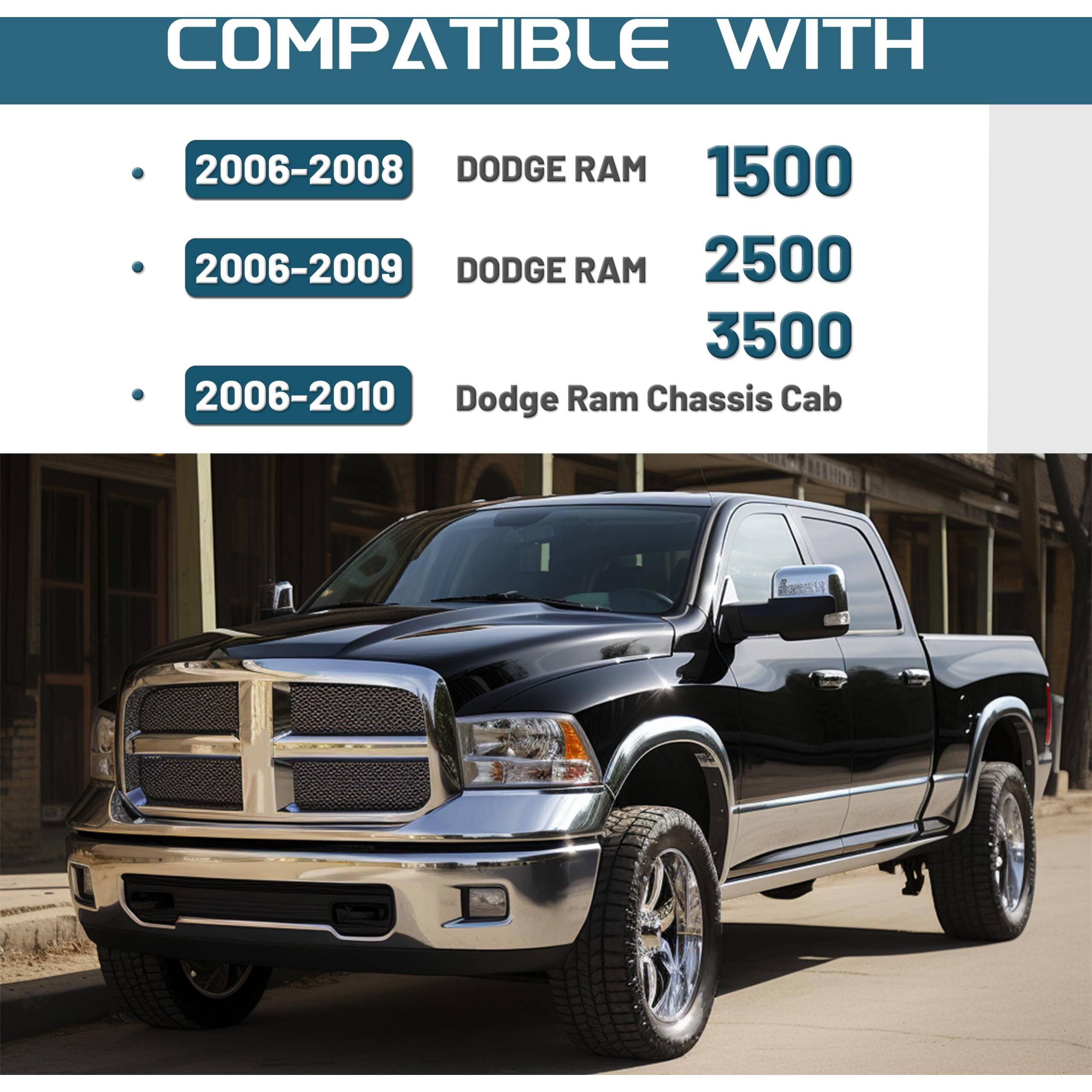 Kuafu Double Din Dash Kit Compatible With 2006-2010 Dodge Ram 1500 2500 3500 Chassis Cab Crew Cab Pickup Radio Dash Installation Kit W/Wiring Harness Black