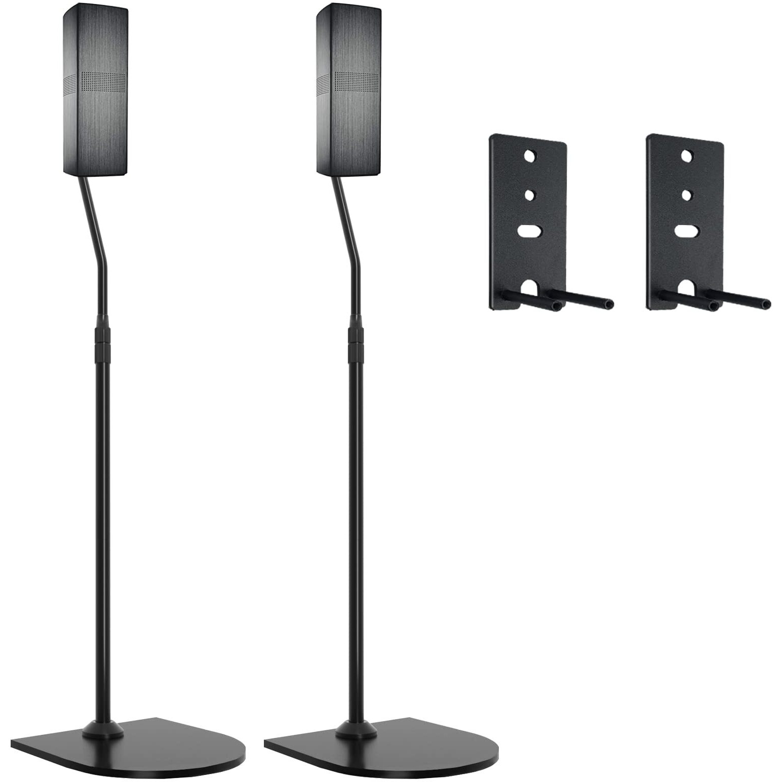 Maozhren Adjustable Stand For Bose Speaker Stands  For Bose Omnijewel Lifestyle 650  Surround Speaker 700  Floor Speaker Stand For Bose Omnijewel Floor Stand  With Omnijewel Bracket  Black (Pack Of 2)