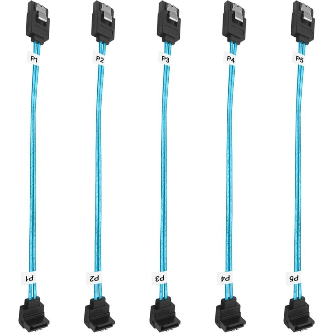 Adcaudx 5-Pack Sata Iii Cable 8-Inch Short Sata-Right Angle-Cable 0.2M Sata 90-Degree Cable Thin-Sata Cable Flexible-Sata To Sata 90 Degree 6Gb-Sata Data Cable For Hard Drive (0.6Ft)