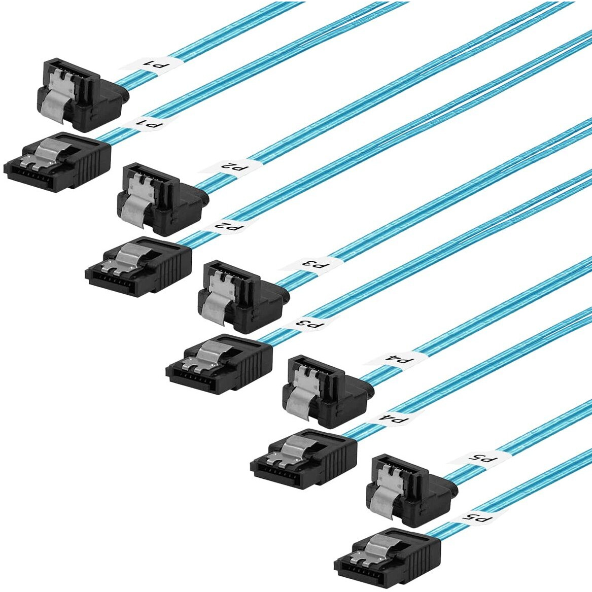 Adcaudx 5-Pack Sata Iii Cable 8-Inch Short Sata-Right Angle-Cable 0.2M Sata 90-Degree Cable Thin-Sata Cable Flexible-Sata To Sata 90 Degree 6Gb-Sata Data Cable For Hard Drive (0.6Ft)