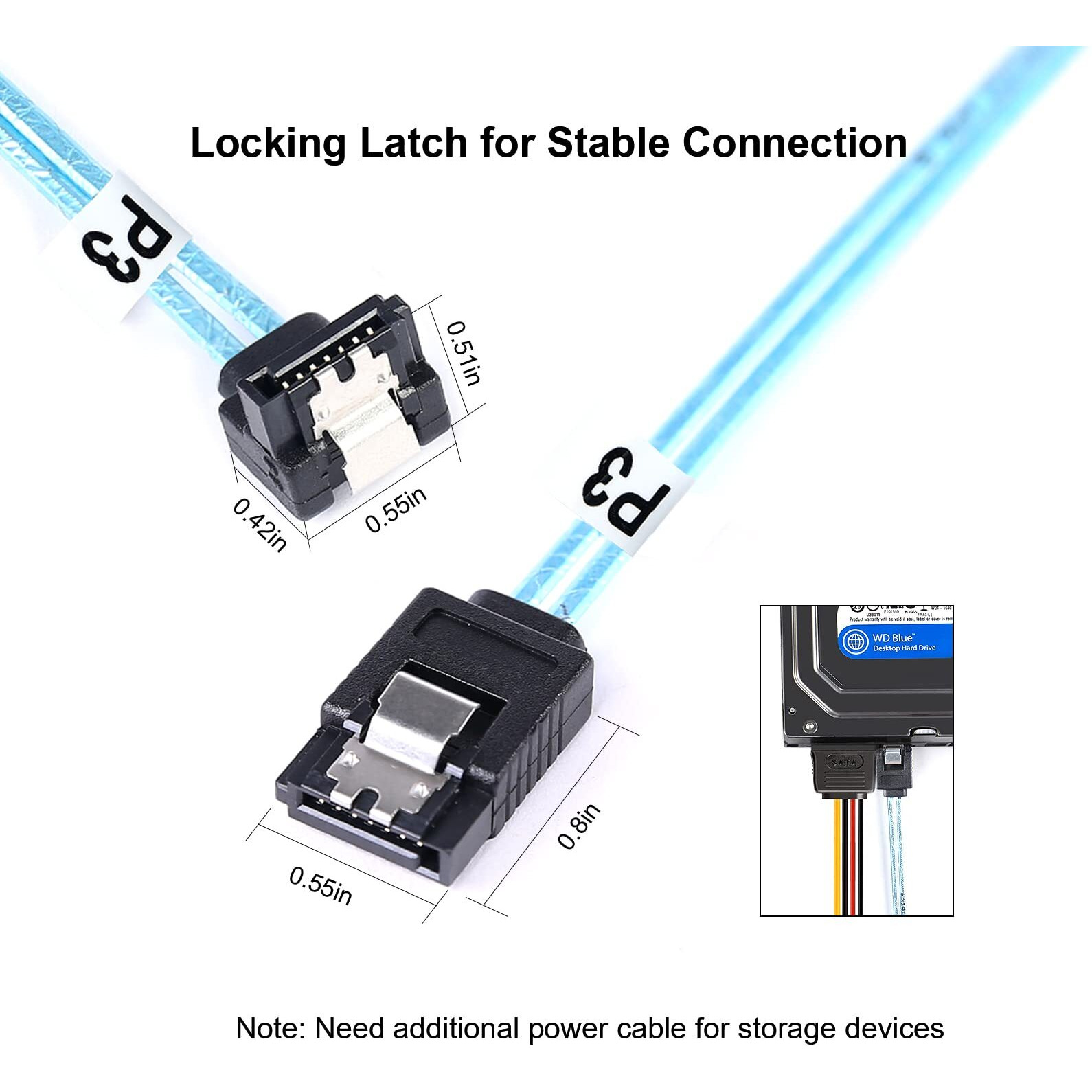 Adcaudx 5-Pack Sata Iii Cable 8-Inch Short Sata-Right Angle-Cable 0.2M Sata 90-Degree Cable Thin-Sata Cable Flexible-Sata To Sata 90 Degree 6Gb-Sata Data Cable For Hard Drive (0.6Ft)