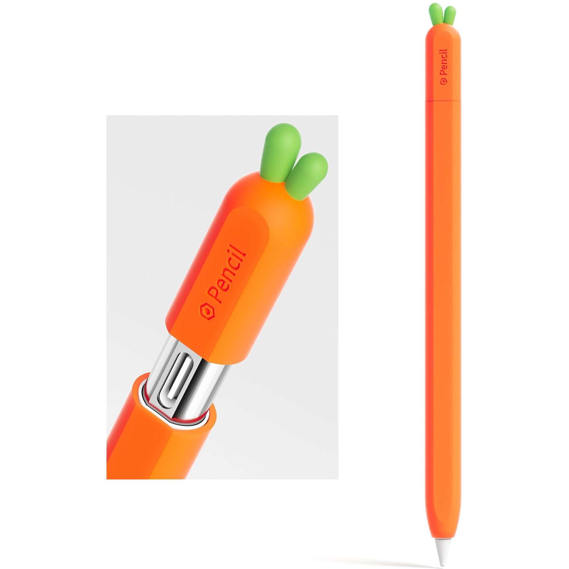 Eletiuo Silicone Case Compatible With Apple Pencil (Usb-C) Protective Holder Grip Sleeve With Cap Accessories Anti-Slip Cover Supports Magnetic Compatible With Apple Pencil 3Rd Generation Carrot