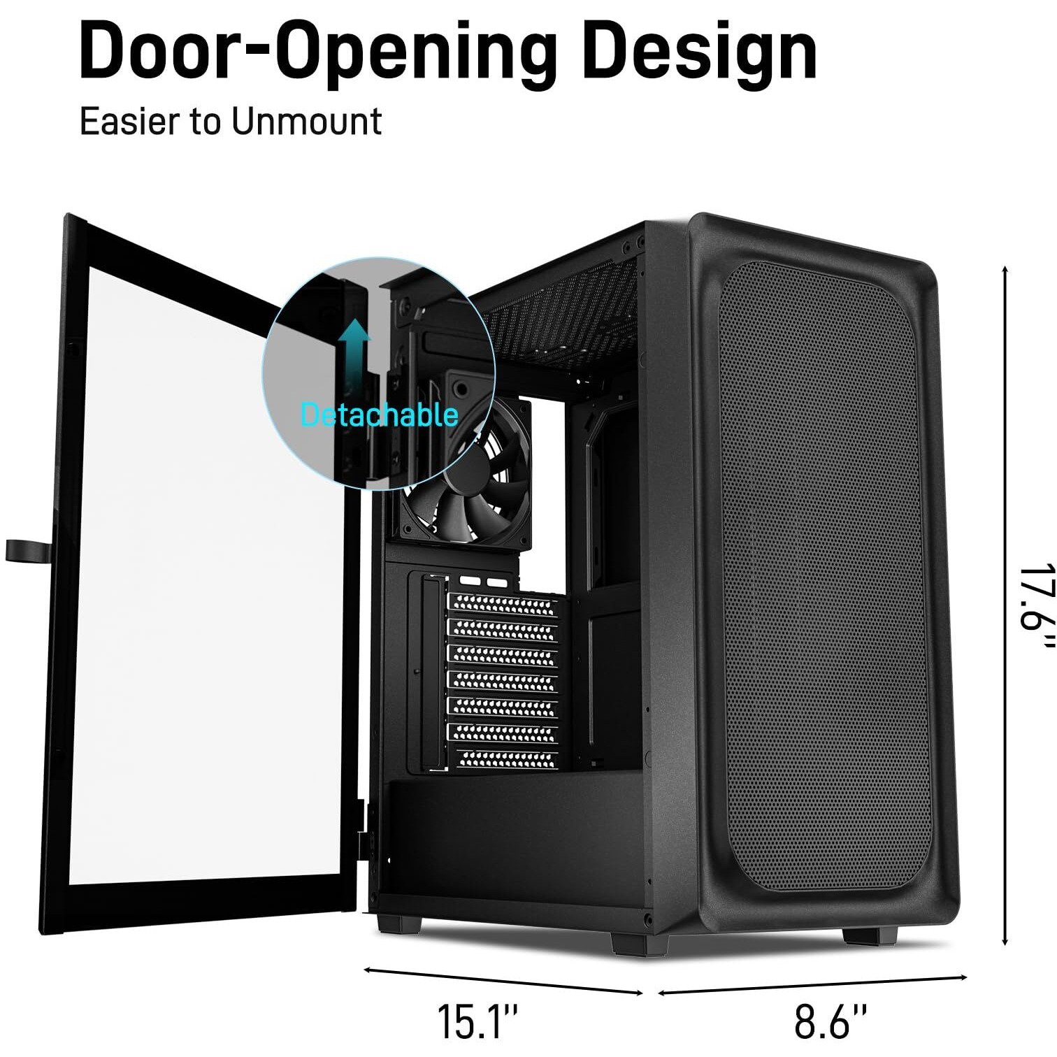 Darkrock Ec2 Black Atx Mid Tower Pc Case  Type-C Ready  Supports 40 Graphics Cards  Tempered Glass Side Panel  Supports Up To 8 X 120Mm Cooling Fans & 1 X 360Mm Radiator  1 X Pre-Installed Fan