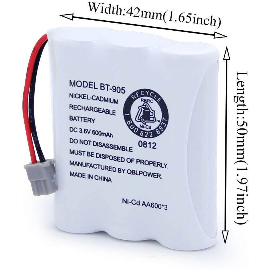 Qblpower Bt905 Bt-800 Cordless Phone Rechargeable Battery Compatible With Uniden Bt-905 Bt800 Bt-1006 Bbty0663001 Bp-800 Bp-905 P-P501 P-P508 3.6V 600Mah Ni-Cd (Pack Of 2)