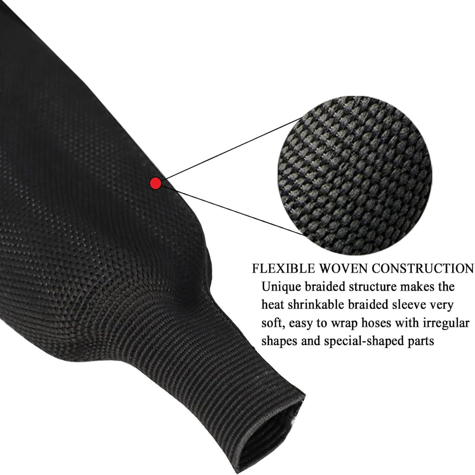 Braided Sleeving 21 Shrinkable Fabric Heat Shrink Tubing- Abrasion Protection Flexibility Wiring Harness Cable Sheath (1/2Inch  30Ft)