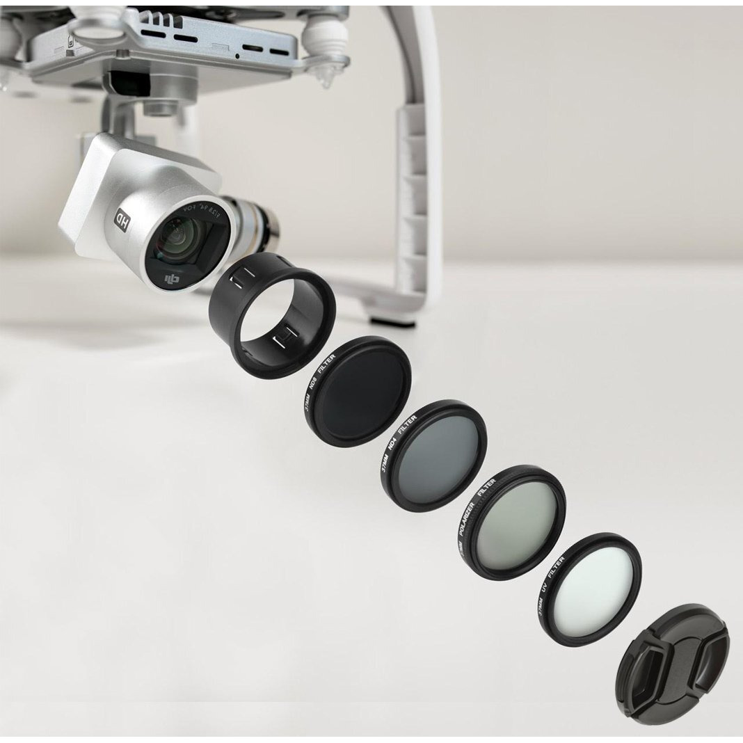 37Mm Filter Kit For Dji Phantom 3 Series Drones. Kit Includes Cpl  Nd4  Nd8  Uv  Lens Cap  Cap Keeper + Ecostconnection Microfiber Cloth