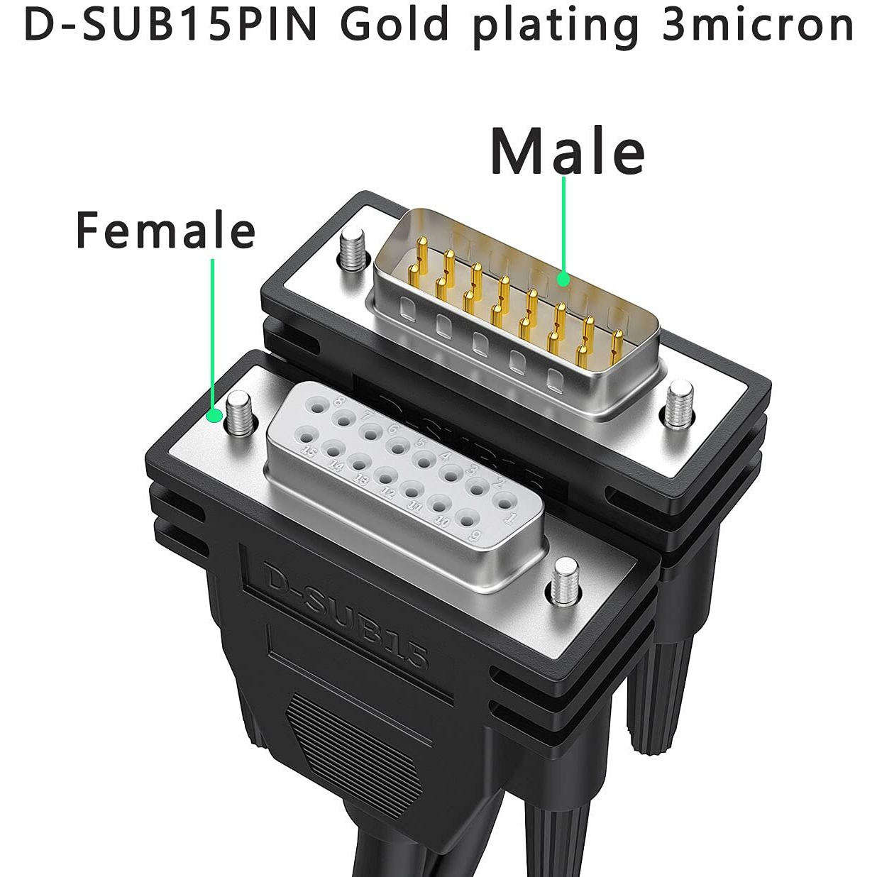 Juxinice Db15 Cabel Male To Female Double Shielded 10Ft/3M Db 15 Extension Cable Black  26Awg Tinned Copper D-Sub 15 Pin Straight Through Cord For Cnc  Ups  Plc  Servo Driver.