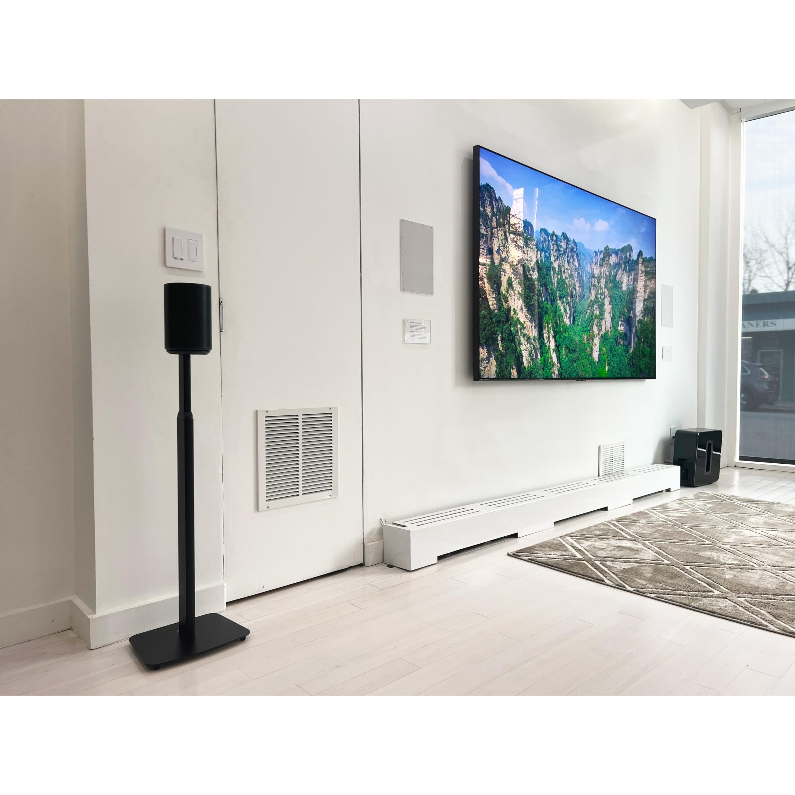 Ynvision.Design Adjustable Floor Stand Compatible With Sonos Era 100 And Era 300 - Black - 2 Pack | (Pair) | Package Includes Mounting Options For Both Speakers