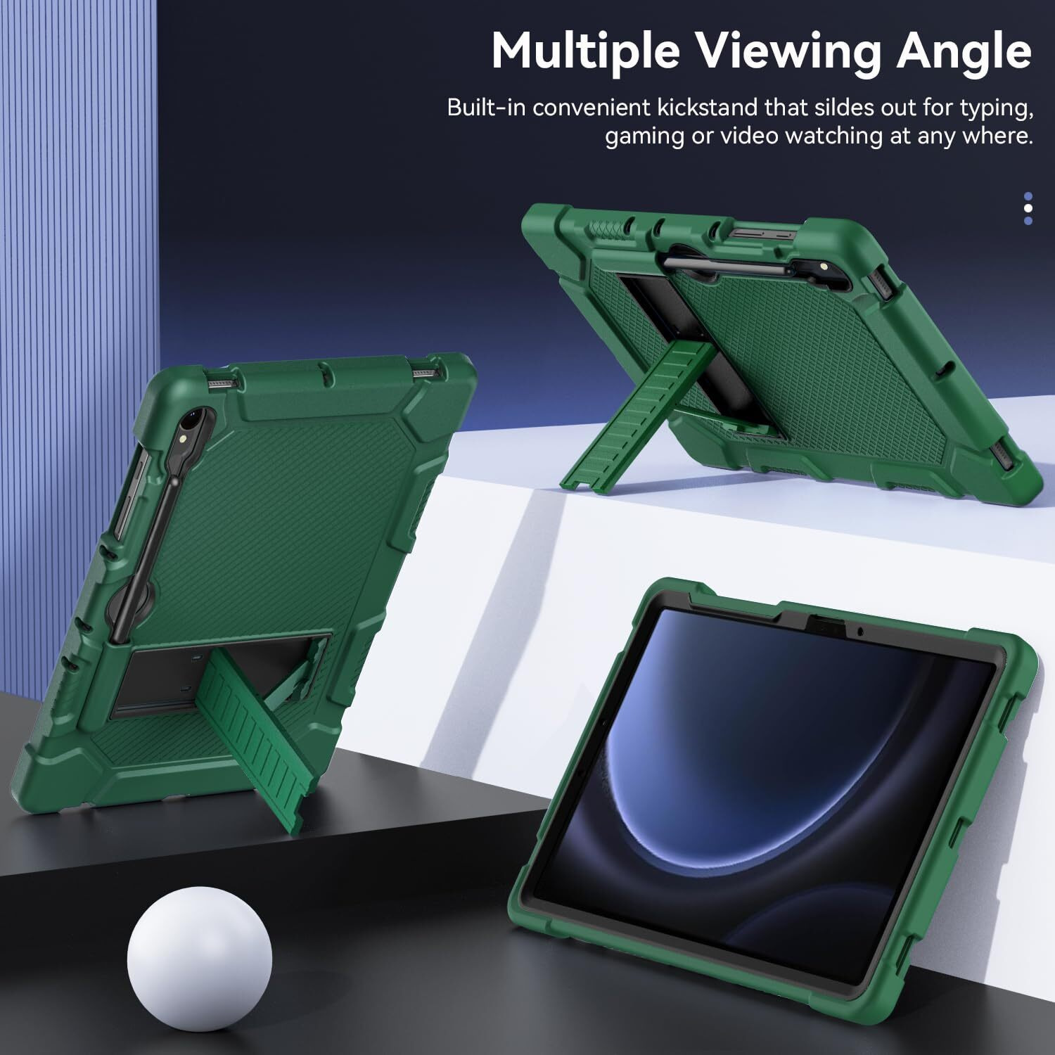 Cantis Case For Samsung Galaxy Tab S9 Fe 5G 10.9 Inch/Galaxy Tab S9 11 Inch Case 2023  Heavy Duty Shockproof Rugged Protective Case For Samsung S9 Fe Tablet Support S Pen (Alpine Green)