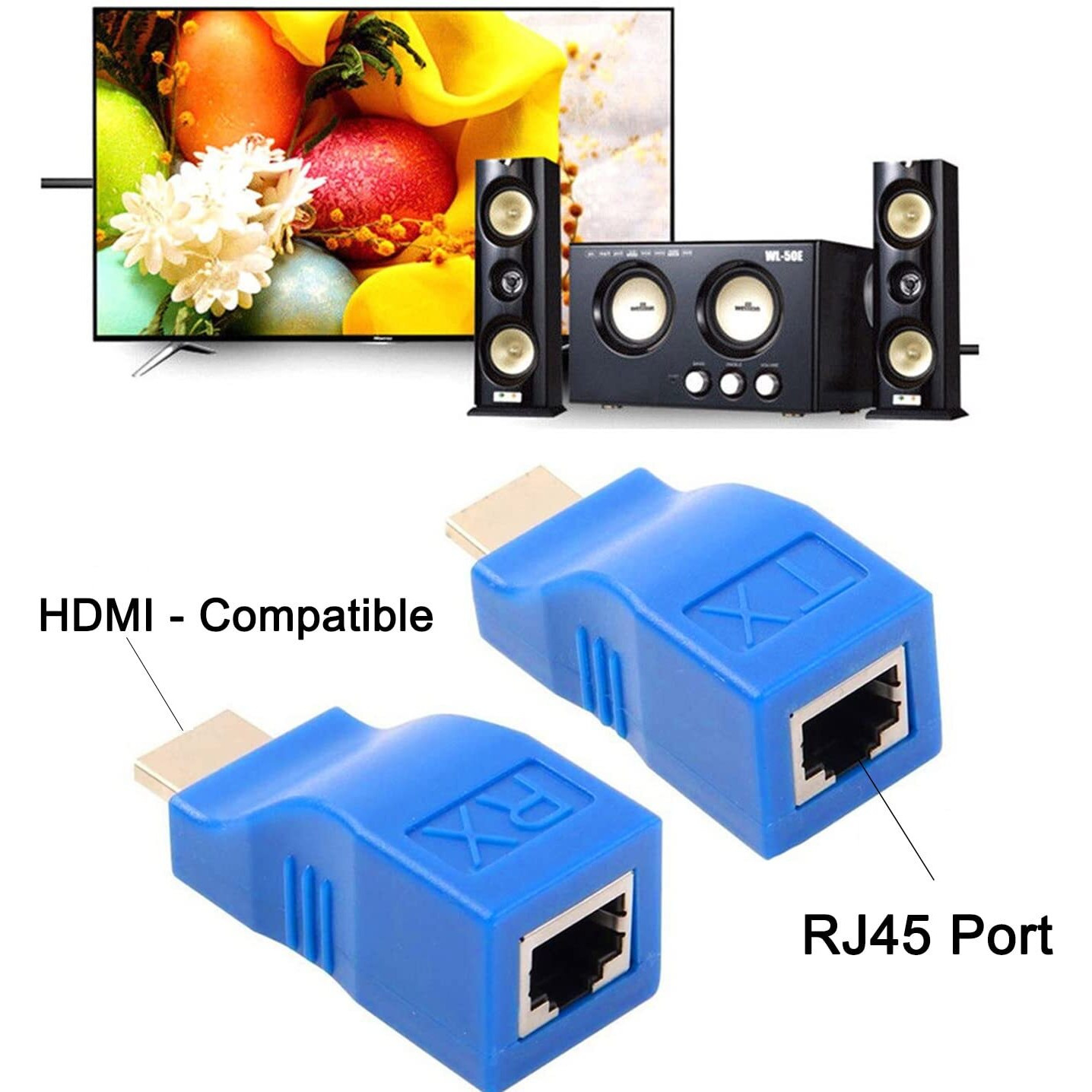 Xmsjsiy Hdmi Extender Hdmi To Rj45 Network Cable Extender Converter Repeater Over Cat 5E /6 1080P Up To 30M Extender For Hdtv Ps4 Stb  Request Pure Copper Cat 5E /6 Wire- Not Support Hdcp