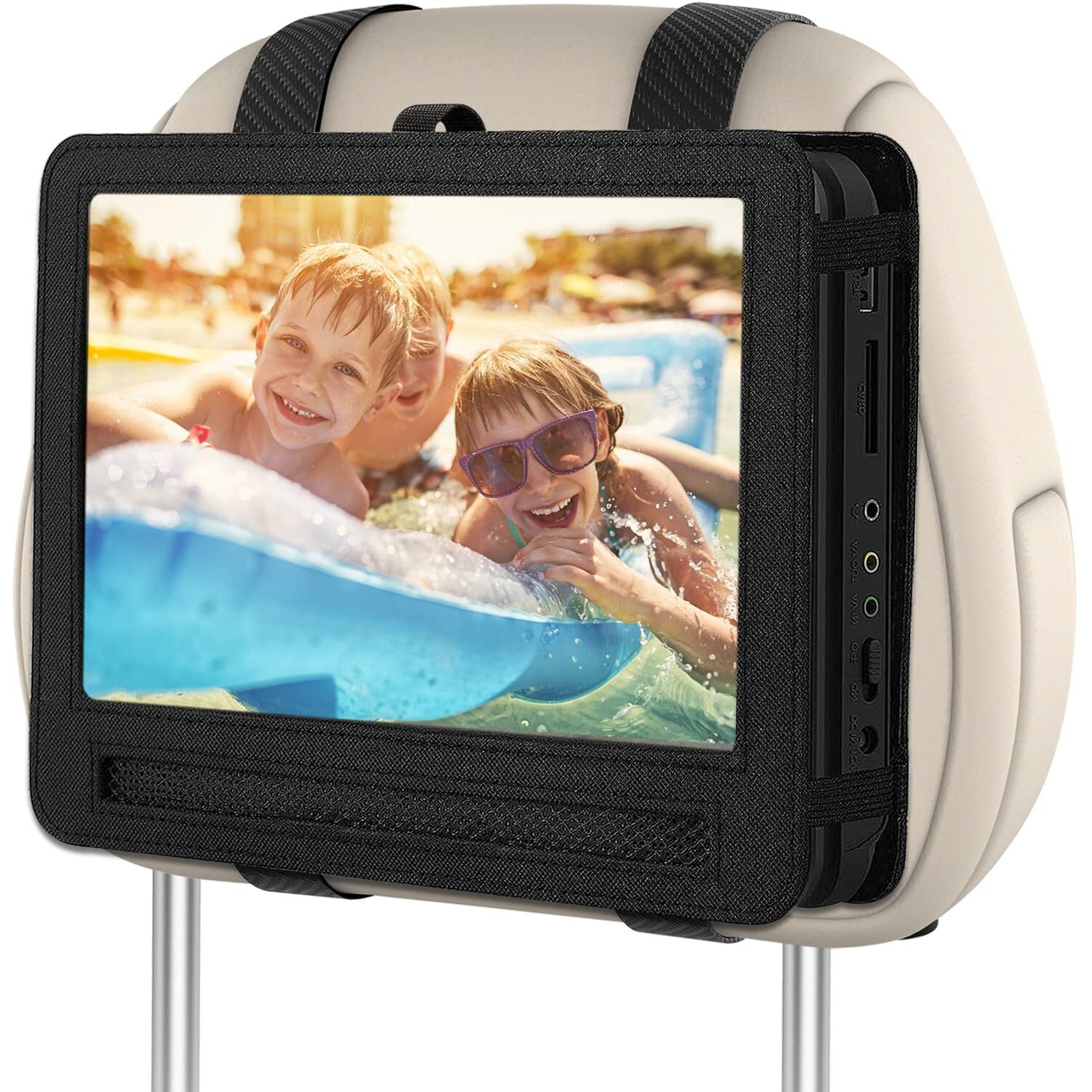 Car Headrest Mount Holder Strap Case For Swivel & Flip Style Portable Dvd Player -Suitable For 10 Inch To 10.5 Inch Screen