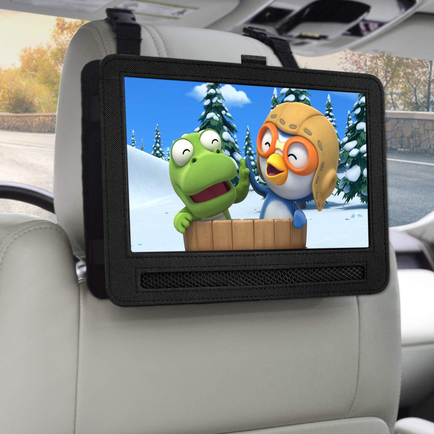 Car Headrest Mount Holder Strap Case For Swivel & Flip Style Portable Dvd Player -Suitable For 10 Inch To 10.5 Inch Screen