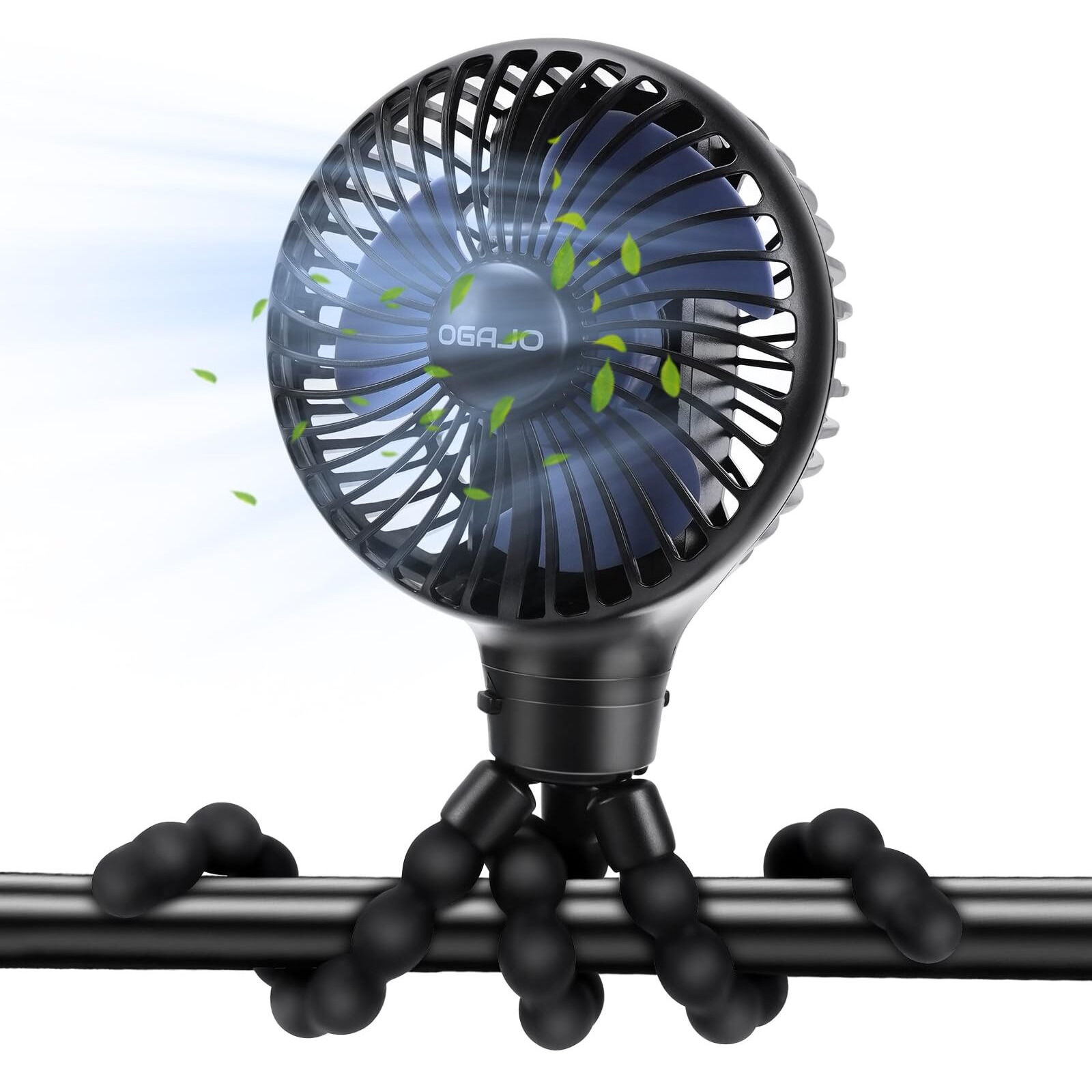 Automatic Oscillating Stroller Fan  With Detachable Tripod And 180 Electric Powered Rotate Portable Personal Small Mini Rechargeable Usb Car Seat Clip On Fan For Crib Office Treadmill Bike Travel