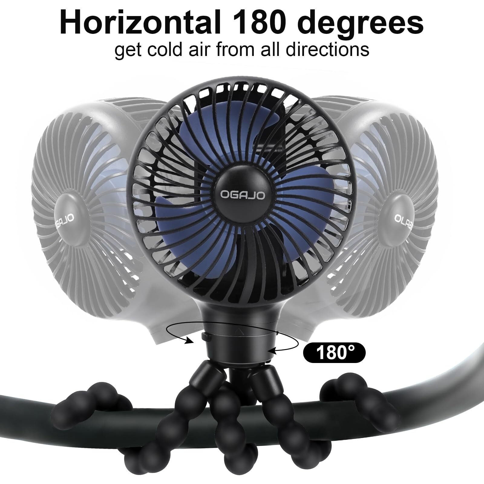 Automatic Oscillating Stroller Fan  With Detachable Tripod And 180 Electric Powered Rotate Portable Personal Small Mini Rechargeable Usb Car Seat Clip On Fan For Crib Office Treadmill Bike Travel