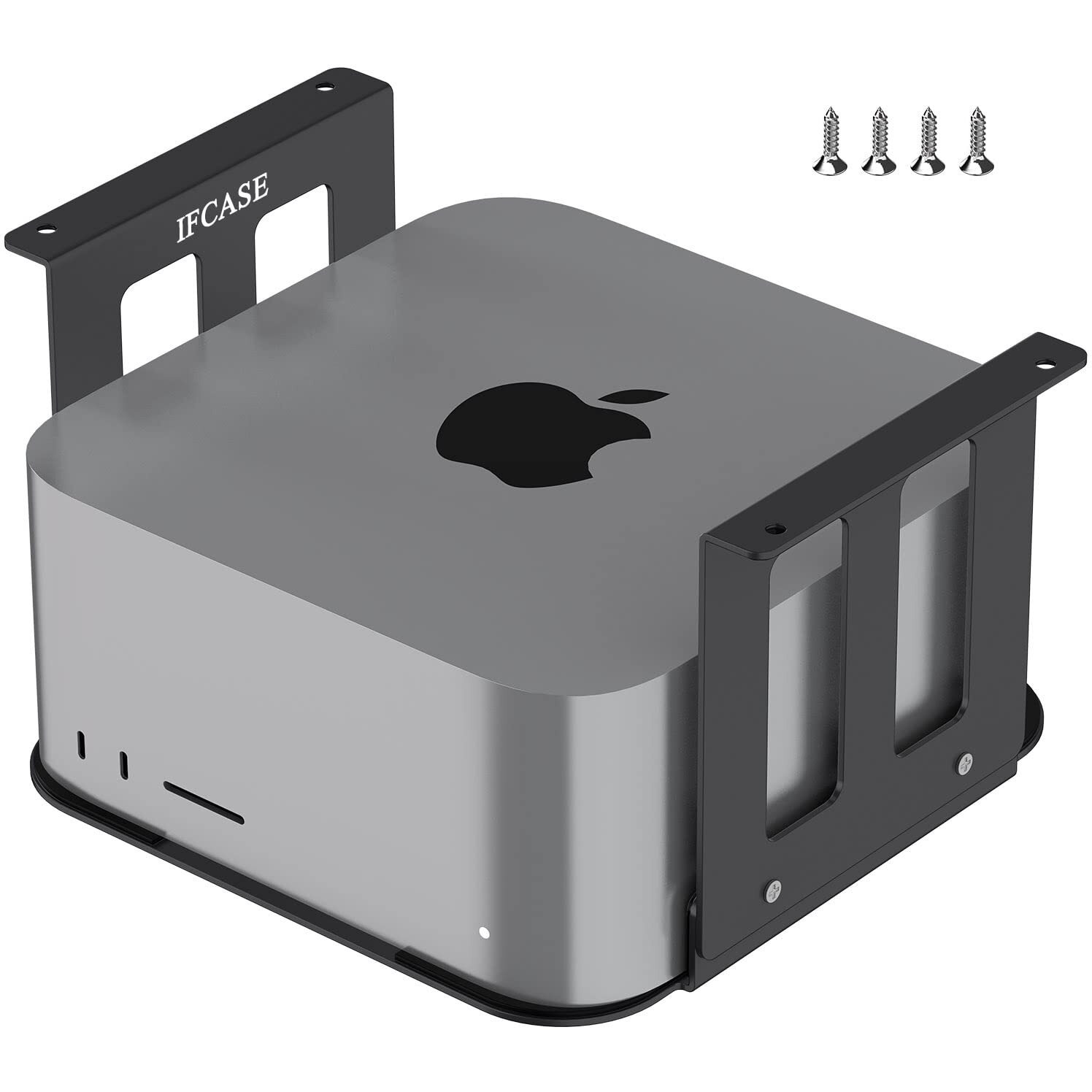 Ifcase Aluminum Under Desk Stand Mount For Mac Studio M2 M1 Max  Ultra With Anti-Scratch Pad (Black)