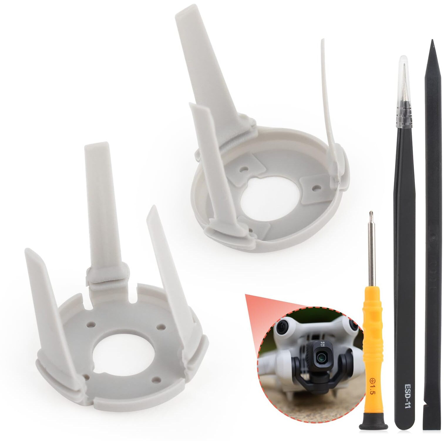 Replacement For Dji Mini 4 Pro Gimbal Shock Absorption Rubber For Dji Mini 4 Pro Damper Rubber Gimbal Camera Shock Absorber Drones Accessories Parts With Repair Tools(Left And Right Rubber)