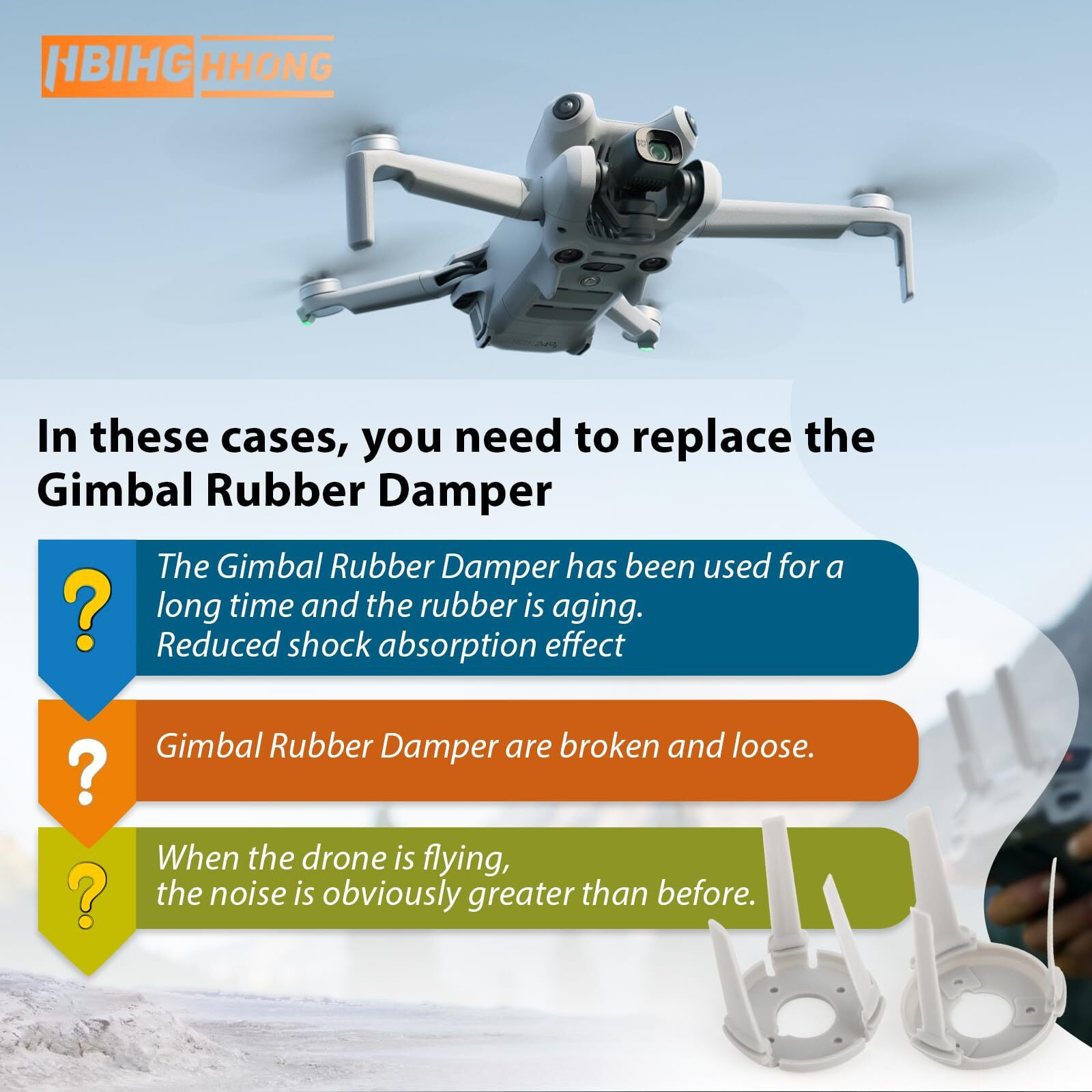 Replacement For Dji Mini 4 Pro Gimbal Shock Absorption Rubber For Dji Mini 4 Pro Damper Rubber Gimbal Camera Shock Absorber Drones Accessories Parts With Repair Tools(Left And Right Rubber)