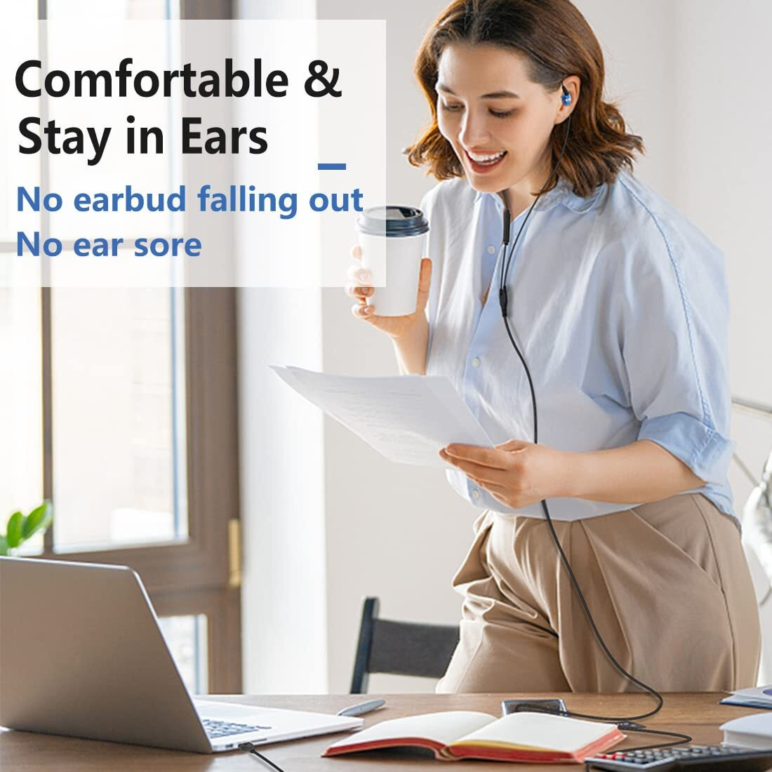 Usb Earbuds With Microphone For Pc Laptop  6.5Ft Long Cord Wired Usb Headphones Headset For Computer Desktop Macbook Ps4 Ps5 Work Calls Gaming  Over Ear In-Ear Earphones W Case  Control  Mute Function