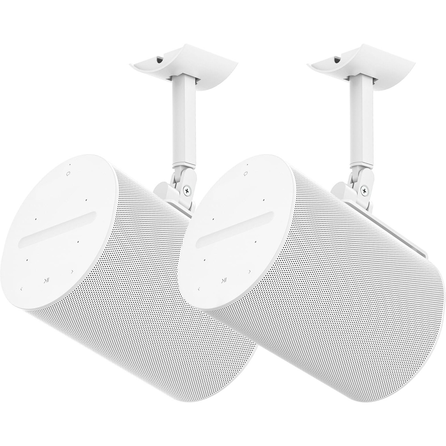 Yibracki Heavy-Duty Speaker Wall Mount And Ceiling Speaker Mount For Sonos Era 100 Wireless Speaker Mount Tilt & Swivel Adjustable Mount Or Sonos Era 100 Speaker With Hardware Kit - 2 Pack  White