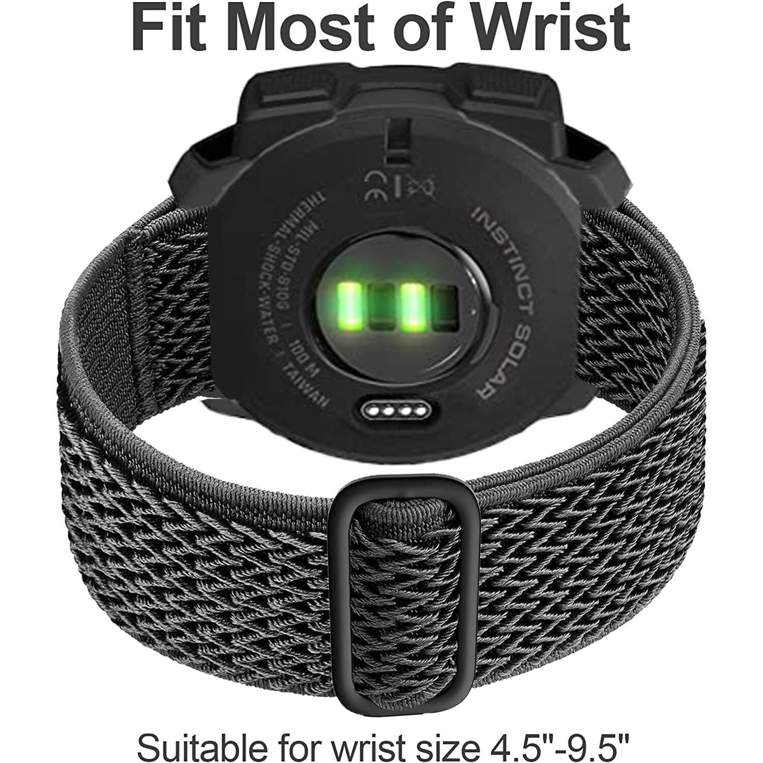 Olytop For Garmin Instinct/2 Solar Watch Bands  22Mm Soft Elastic Nylon Ultra-Light Wristband Replacement Strap Men Women For Garmin Instinct Tactical/Esports/Solar/Tide  Black+Army Green+Grey