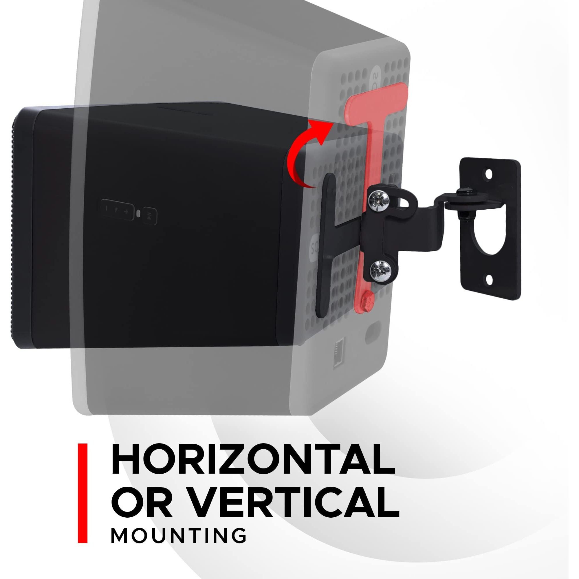 Play 3 Wall Mount Black  Compatible With Sonos Play3  Adjustable Swivel & Tilt Mechanism  Mounting Bracket Includes All Fixings