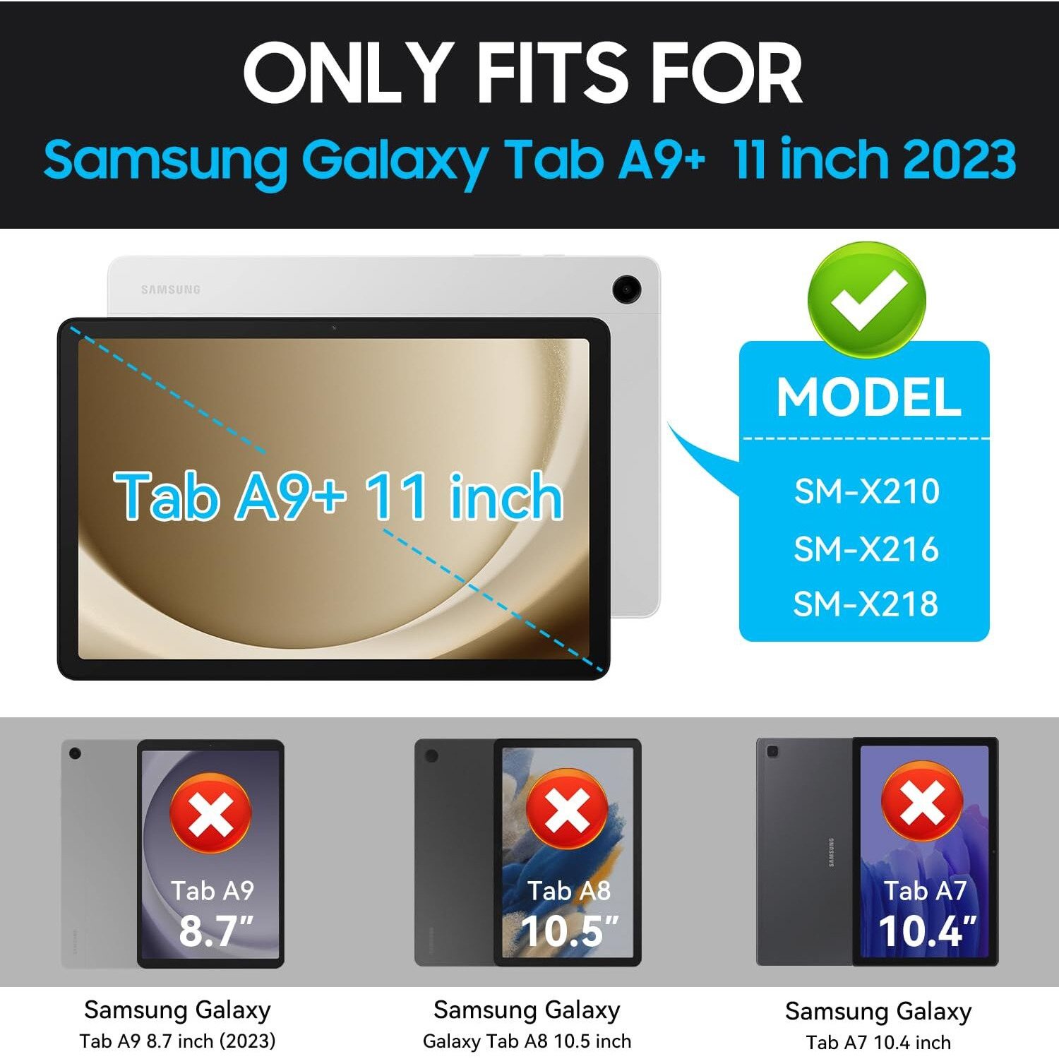 Mariwivi Case For Samsung Galaxy Tab A9+ 11 Inch 2023 Model (X210/X216/X218)  Heavy Duty Shockproof Rugged Protective Case For Galaxy Tab A9 Plus Tablet (Black)