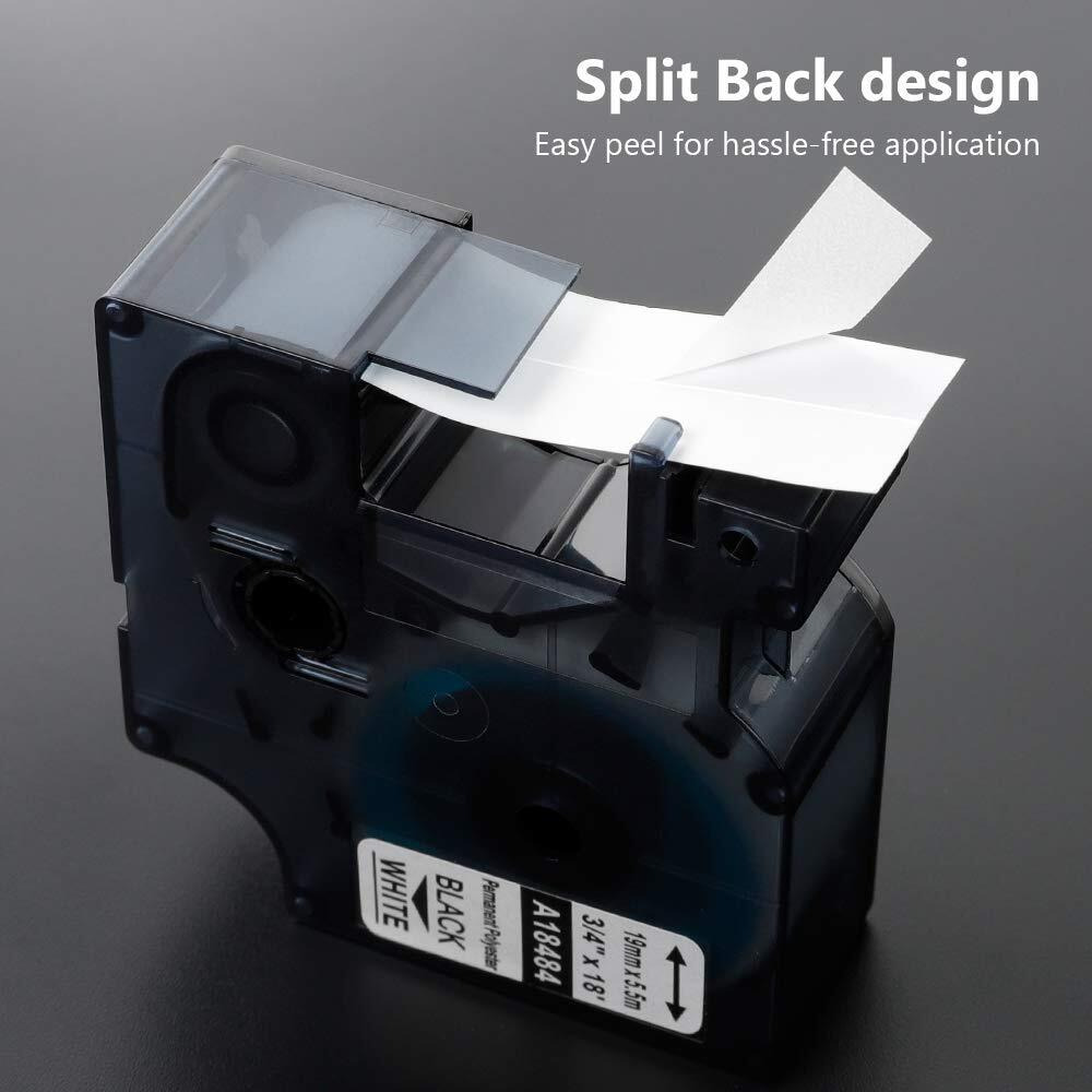 Aonomi 18484 A18484 Industrial Label Replace For Dymo Rhnio 18484 3/4"" 19Mm Black On White Permanent Polyester Label Tapes Compatible With Dymo Rhino 5200 4200 6000 5000 Industrial Label Maker 4-Pack