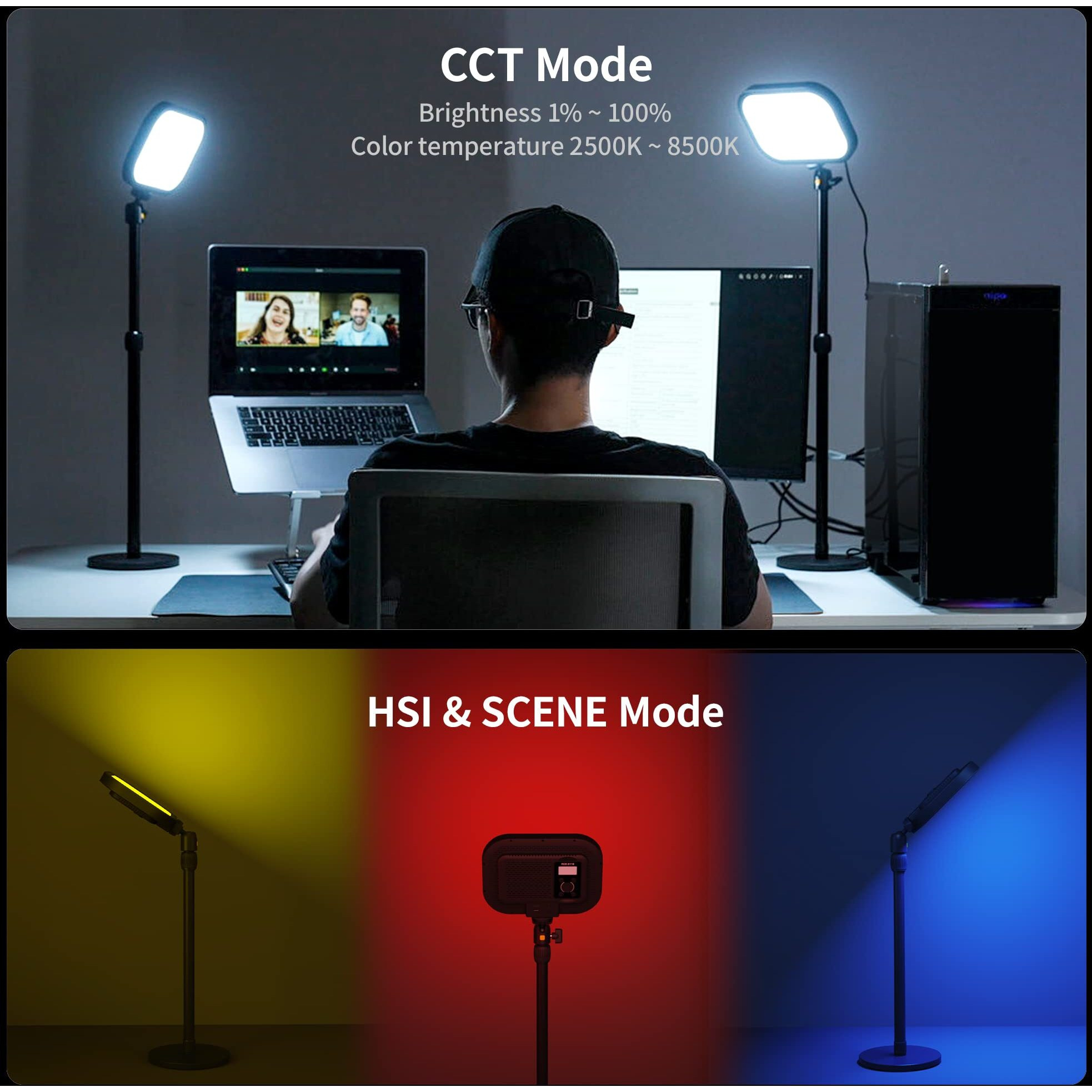 Raleno 15W Rgb Streaming Light  4000Mah Built-In Battery Key Light With 2.4G Remote And Stand  2500-8500K Adjustable Studio Video Light For Youtube Zoom Meetings Photography Video Recording Conference