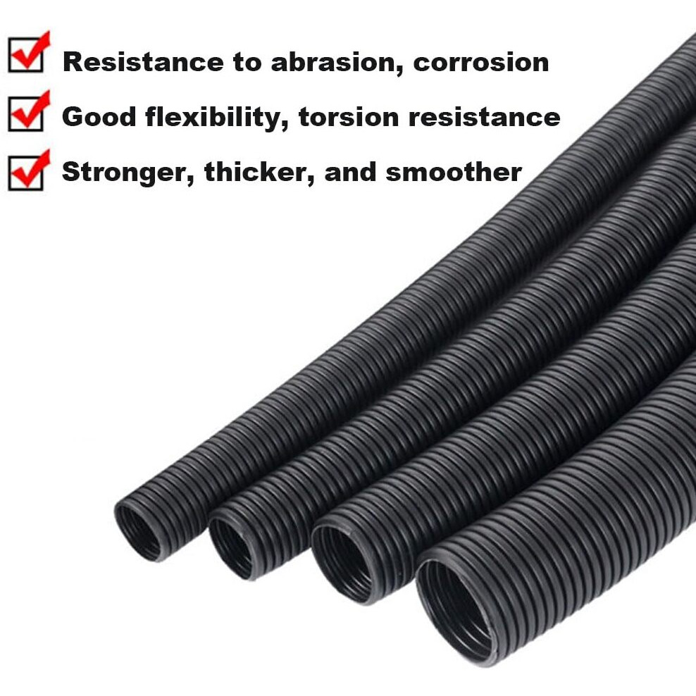 30 Ft 1/2  Wire Loom Split Tubing Dog Cat Cord Protector Split Wire Loom Tubing Wire Conduit - Black (30Ft 1/2"")