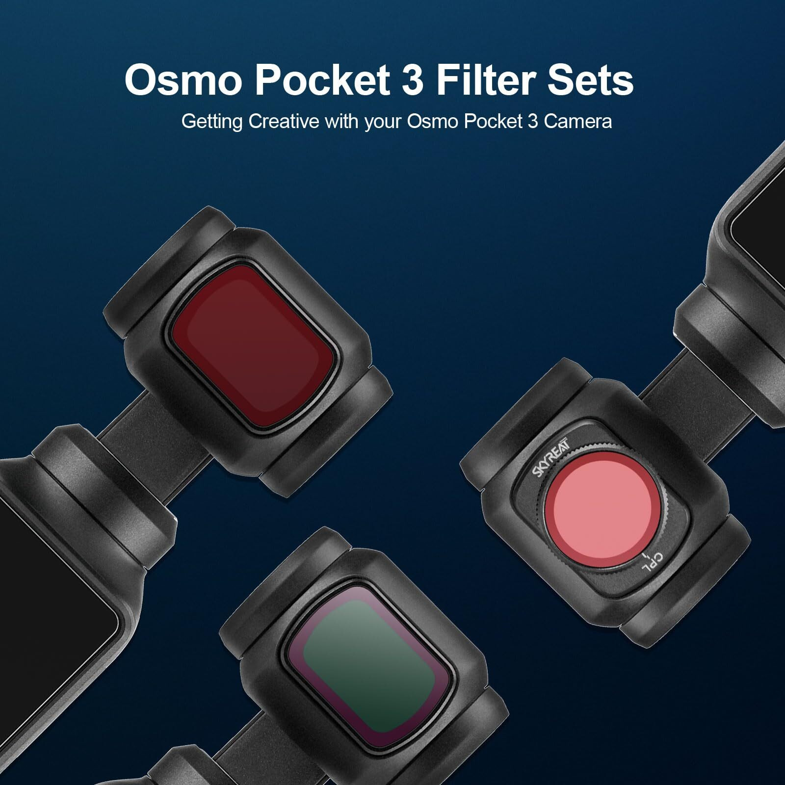 Skyreat Nd Polarized Filters Set For Dji Osmo Pocket 3 Creator Combo Accessories -4-Pack (Nd8/Pl Nd16/Pl Nd32/Pl Nd64/Pl)